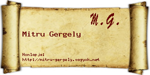 Mitru Gergely névjegykártya